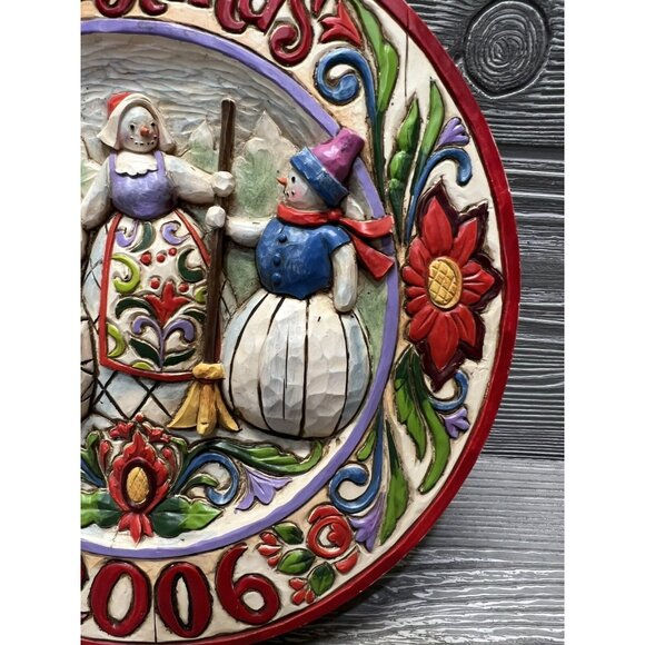 Jim Shore Snowman Family Heartwood Creek Enesco Plate 7” Christmas 2006 - Picture 4 of 9